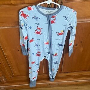 NWT Angel Dear Bamboo Crab Print Convertible Romper Pajama
